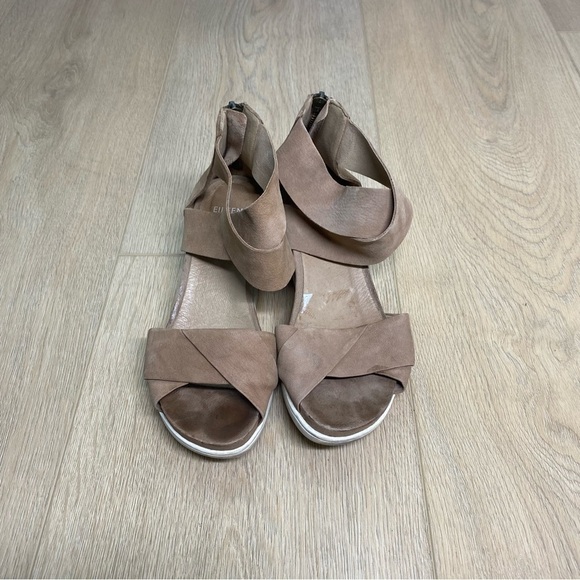Eileen Fisher Sport Suede Criss Cross Banded Wedge Platform Sandals - Picture 2 of 5